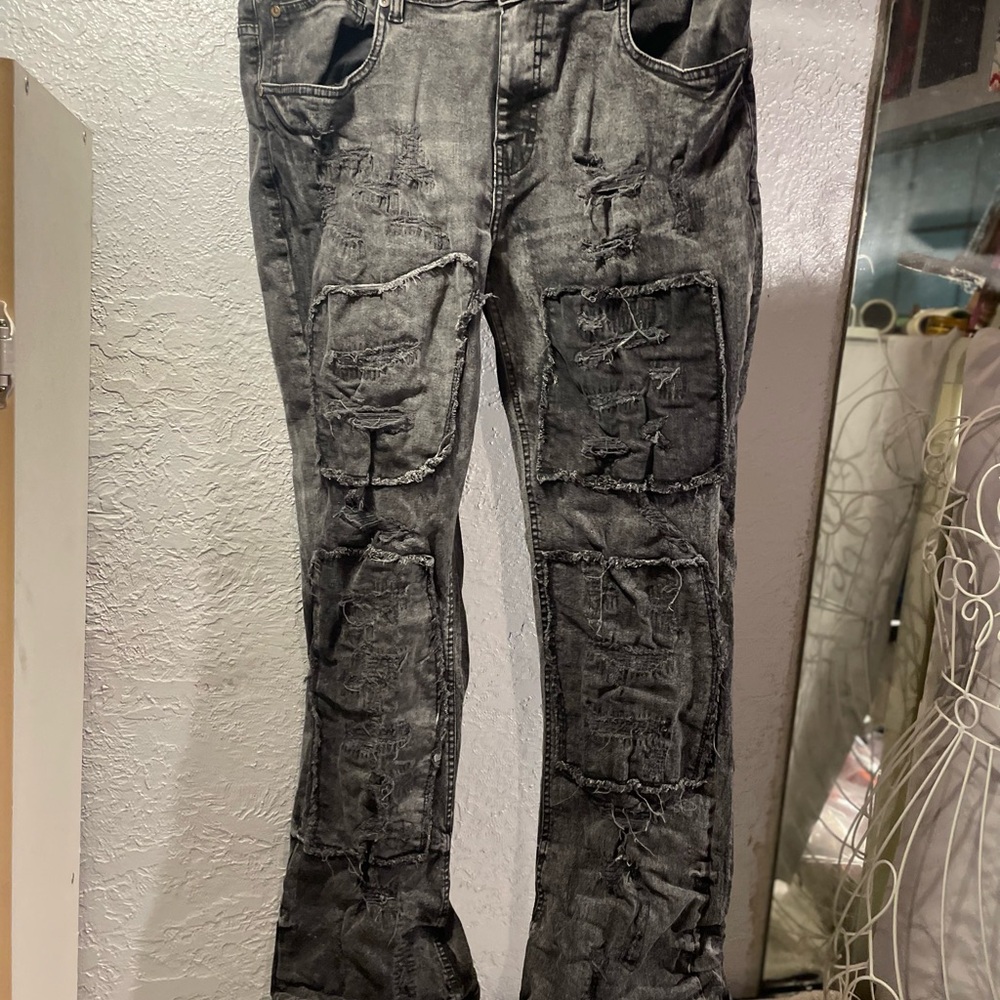 Society Grey Washed Flare Jeans